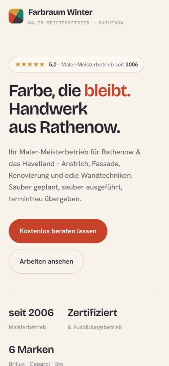 Mobil bleibt die Reihenfolge gleich: erst die Arbeit, dann das Angebot.